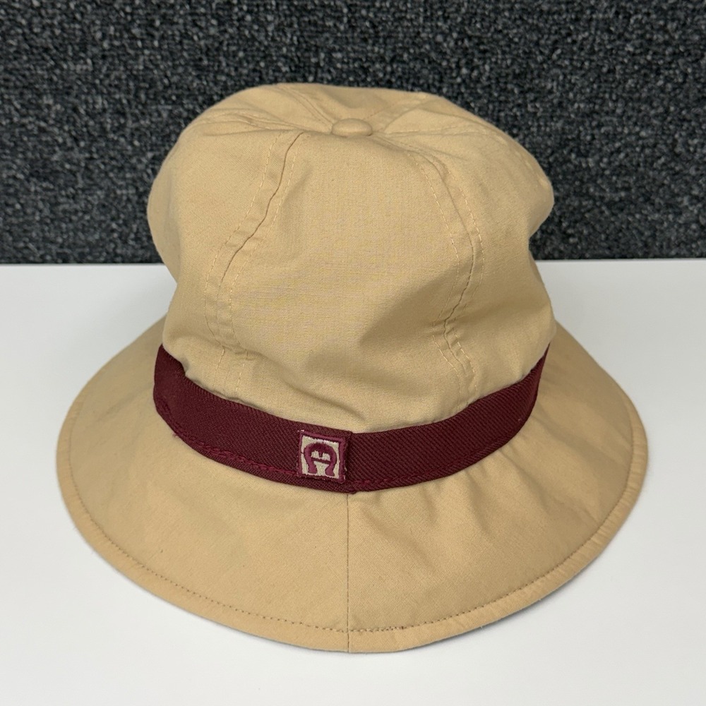 Vintage Etienne Aigner 60s Bucket Hat Union Label USA Tan/Burgundy Sz L Mens USA